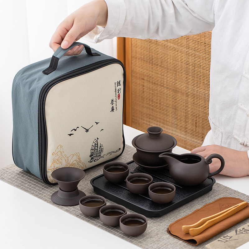 紫砂茶具茶壶三才盖碗茶杯旅行茶具户外便携车载定制logo公司礼品,淘宝优惠券,粉丝福利购,淘宝优惠卷