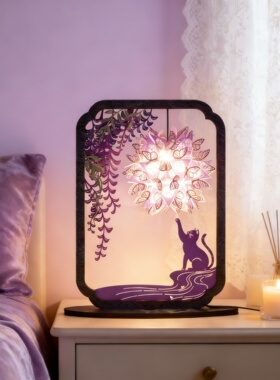 新中式猫花夜灯桌面摆件闺蜜礼物