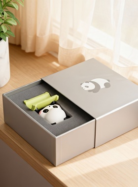 国潮熊猫树脂摆件内置手机支架