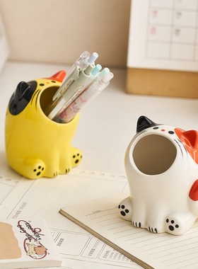 可爱动物造型笔筒桌面收纳摆件
