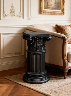 欧式古典树脂柱形客厅雕塑摆件