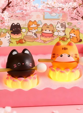 卡通猫咪树脂小夜灯礼盒摆件