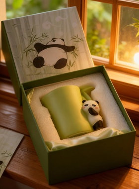国潮熊猫树脂桌面摆件礼盒送礼