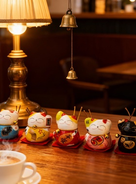 创意招财猫摆件陶瓷桌面装饰品