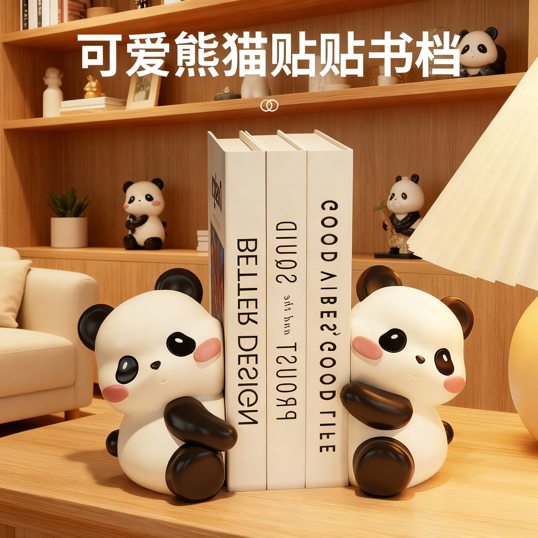 可爱熊猫书挡树脂桌面摆件书房装饰品学生创意书架支撑,淘宝优惠券,粉丝福利购,淘宝优惠卷