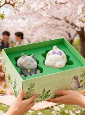 萌宠猫咪树脂桌面摆件礼盒送礼
