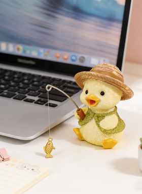 小鸭钓鱼可爱解压桌面摆件送礼