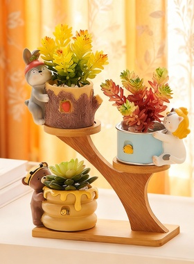 卡通动物树脂多层支架桌面摆件