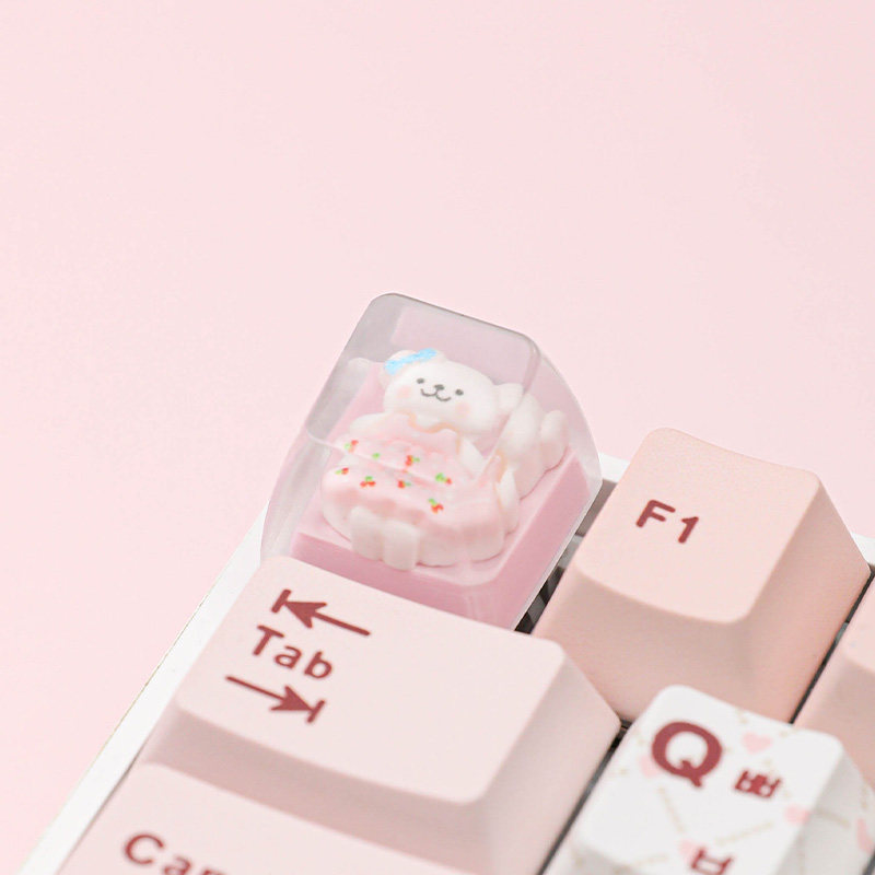 单个键帽可爱粉猫咪树脂滴胶透明光esc个性键帽翻页键帽女礼物,淘宝优惠券,粉丝福利购,淘宝优惠卷
