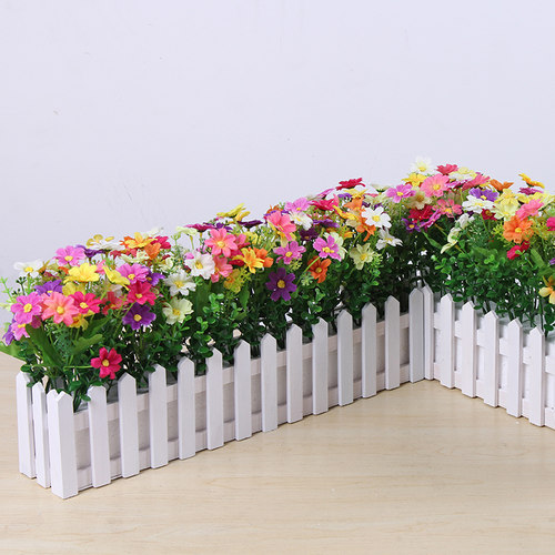 仿真花假花塑料花桌面墙角遮挡仿真绿植盆栽摆件蝴蝶兰栅栏花套装 - 图1