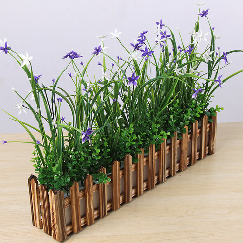 仿真花假花塑料花桌面墙角遮挡仿真绿植盆栽摆件蝴蝶兰栅栏花套装 - 图3