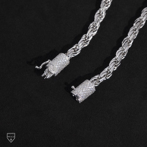 WBJ定制珠宝5mm钻扣麻花链S925银纯 银镀金 嘻哈 项链Twist chain - 图1