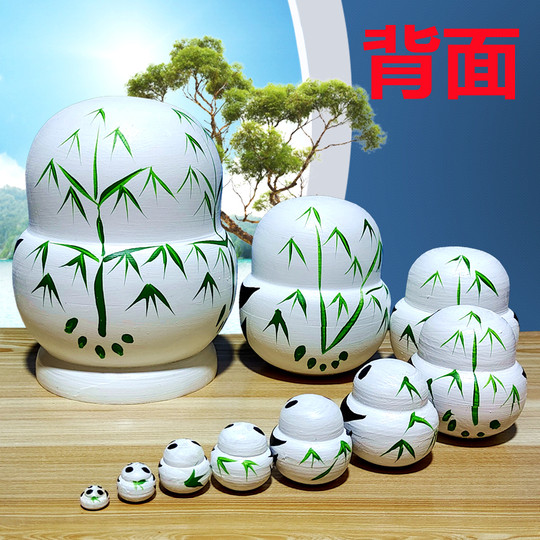 10-layer Russian style matryoshka panda wooden handicrafts toys gifts educational ornaments 027