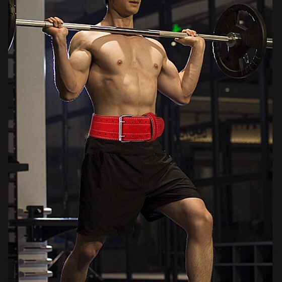 Four-layer cowhide fitness belt comes with belt bag