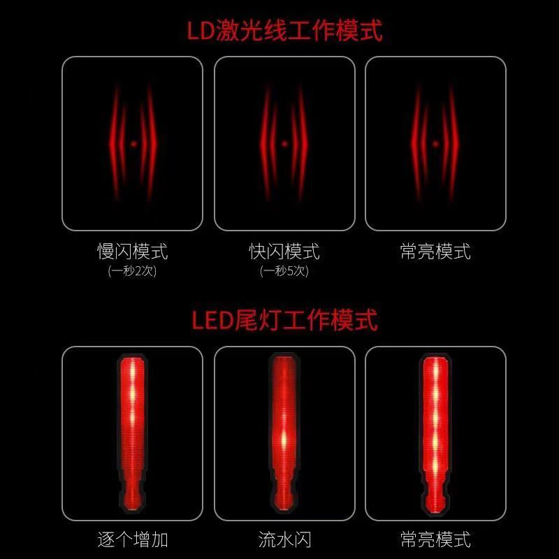 儿童公路山地车灯夜骑夜行投影激光爆闪夜灯电动自行车骑行后尾灯 - 图0