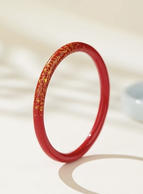 朱砂珐琅帝王砂工艺漆器手镯
