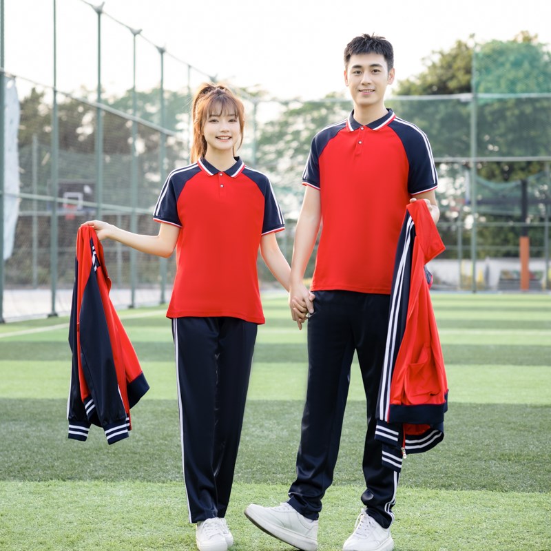 春秋季校服套装中学生蓝白长袖运动会班服高中初中生学院风三件套