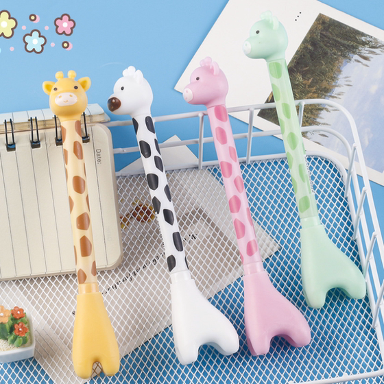 Cute cartoon super cute animal shape can stand up gel pen high-looking students easy to write quick-drying black brush question pen