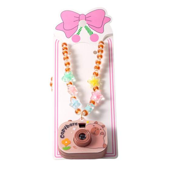 Children's projection camera necklace, children's beaded necklace, jewelry, cute luminous toy, birthday gift for little girl