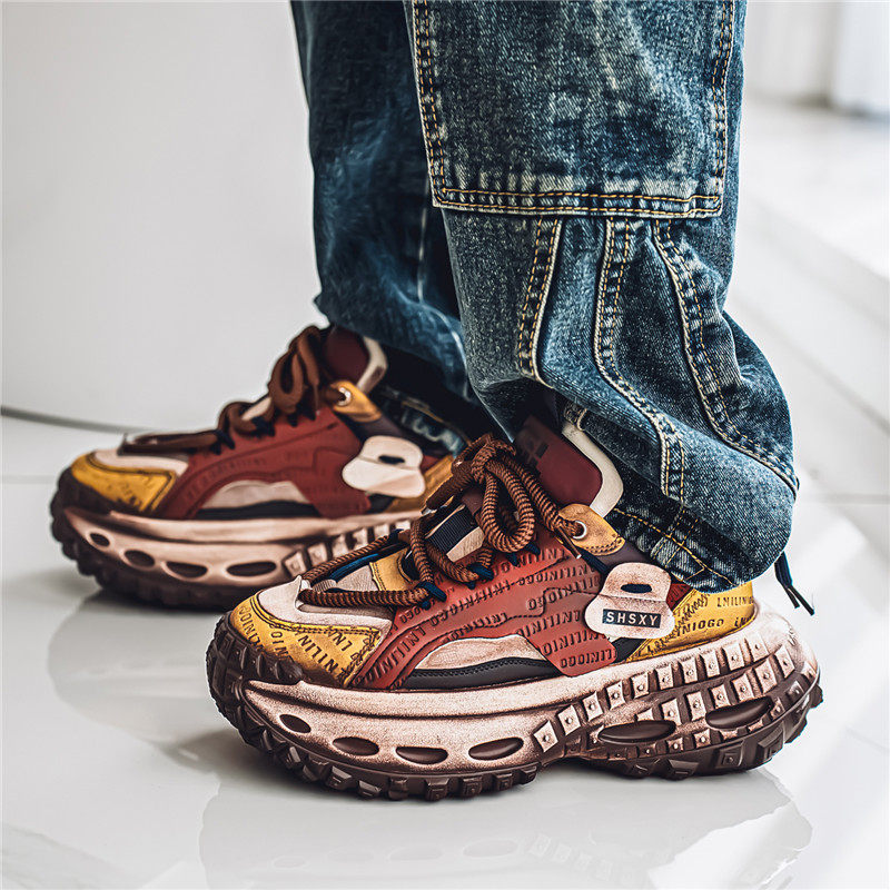 外贸出口2025秋春季新款男鞋复古老爹鞋轻便舒适韩版系带休闲百搭,淘宝优惠券,粉丝福利购,淘宝优惠卷