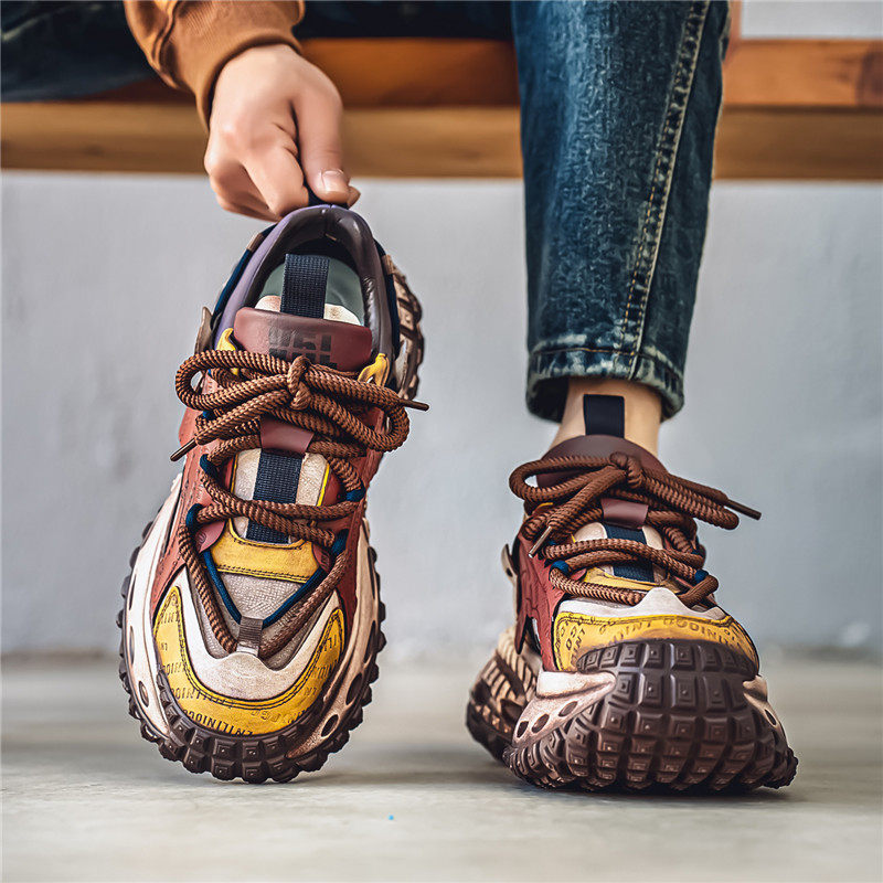 外贸出口2025秋春季新款男鞋复古老爹鞋轻便舒适韩版系带休闲百搭,淘宝优惠券,粉丝福利购,淘宝优惠卷