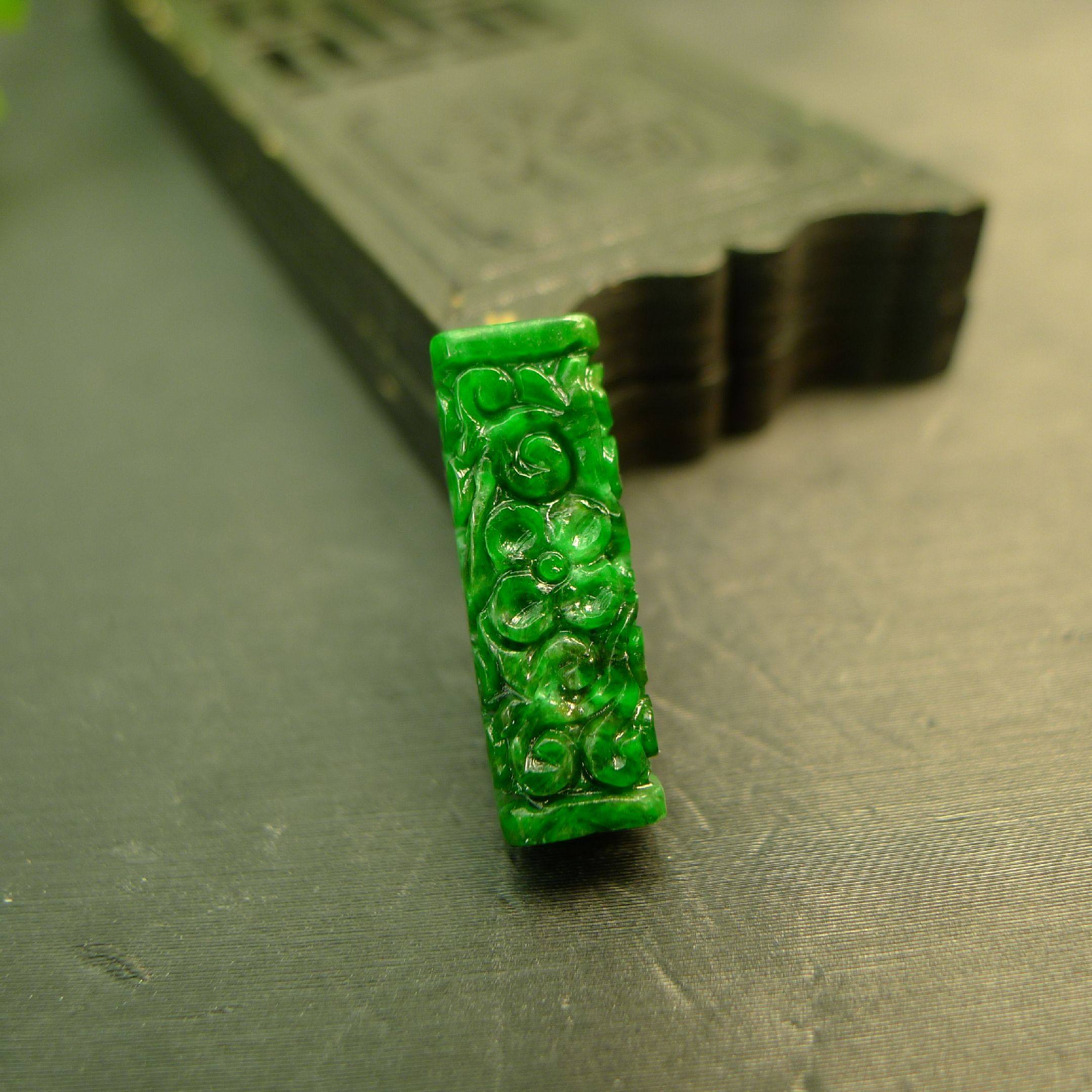 #J155满色辣绿缅甸天然A货翡翠长方柱条形路路通桶珠管珠,淘宝优惠券,粉丝福利购,淘宝优惠卷