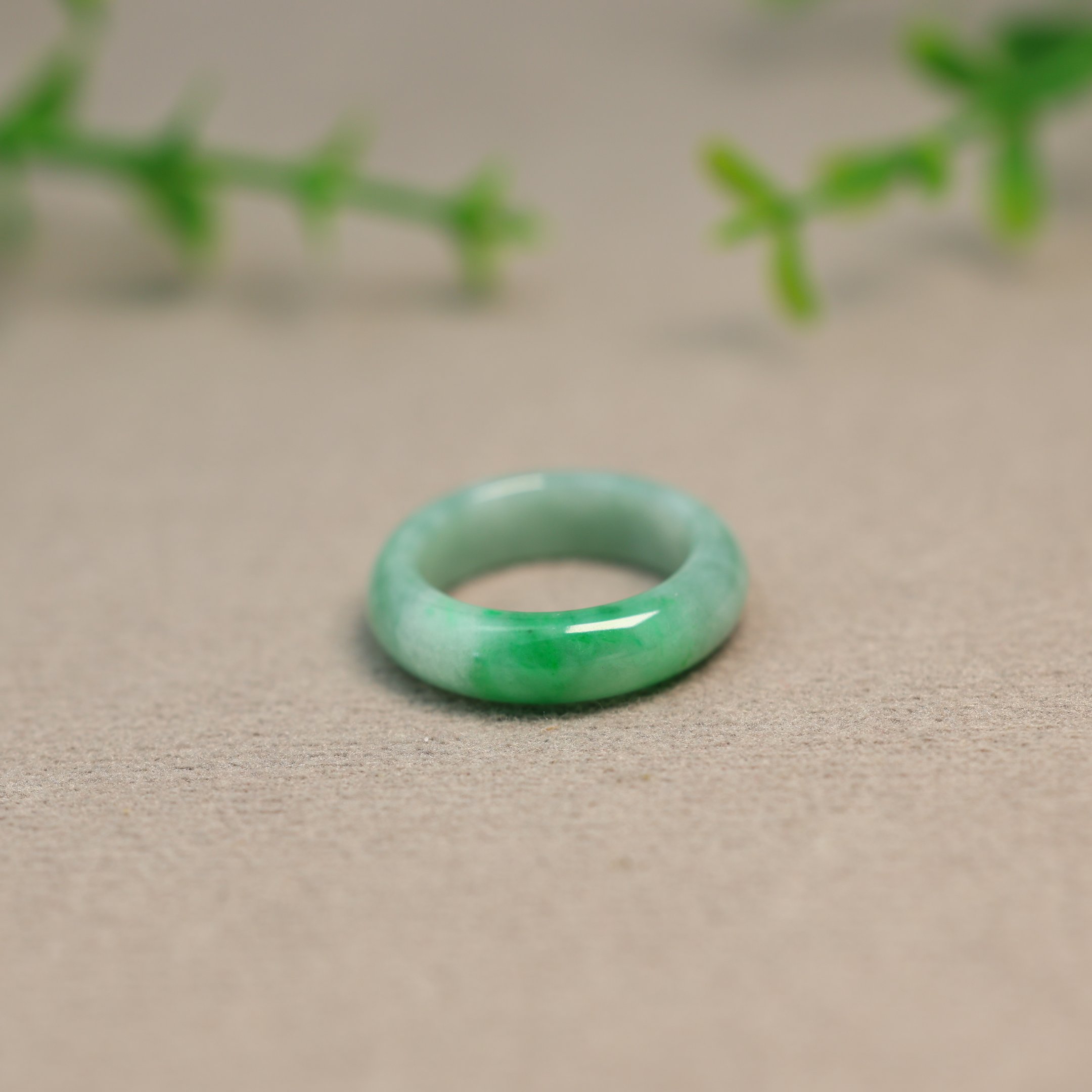 #N411 Piaoyang Green Burmese Natural Grade A Jade Ring No. 16 Women’s Ring Ring