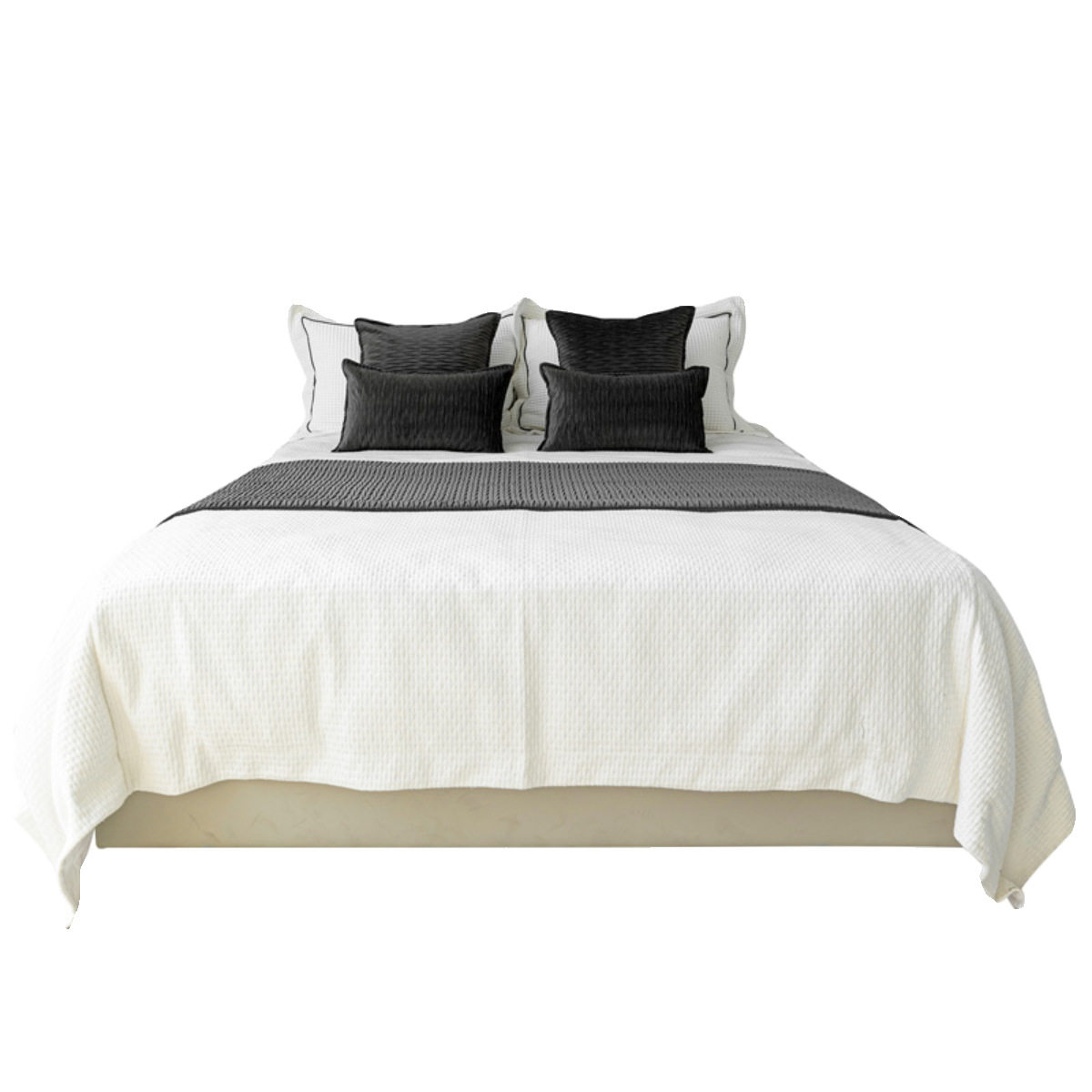 灰色绒面压褶酒店床品套件现代简约样板间床旗床尾巾民宿抱枕,淘宝优惠券,粉丝福利购,淘宝优惠卷