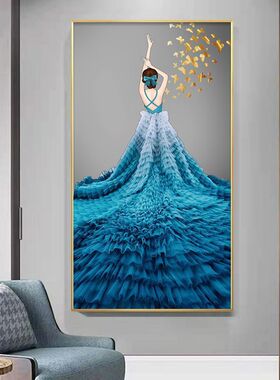 入户玄关装饰画孔雀走进门大气挂画轻奢现代简约墙壁画客厅装饰画