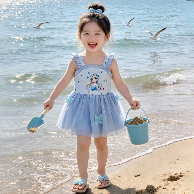 ເດັກຍິງ Elsa Princess Style Swimsuit 2026 ແບບໃຫມ່