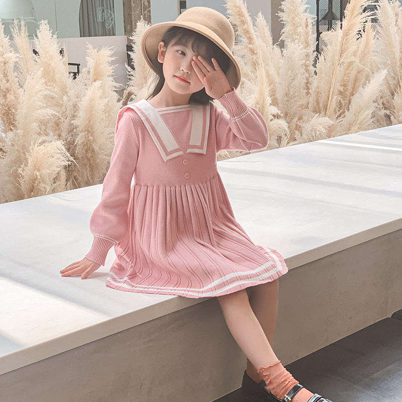 女童纯棉连衣裙2025新款毛衣裙春装儿童装针织衫洋气海军风公主裙,淘宝优惠券,粉丝福利购,淘宝优惠卷