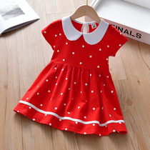 Girls Dress Summer 2022 New Summer Skirt Baby Cotton Girls Kids Short Sleeves Foreign Princess Dress Kids
