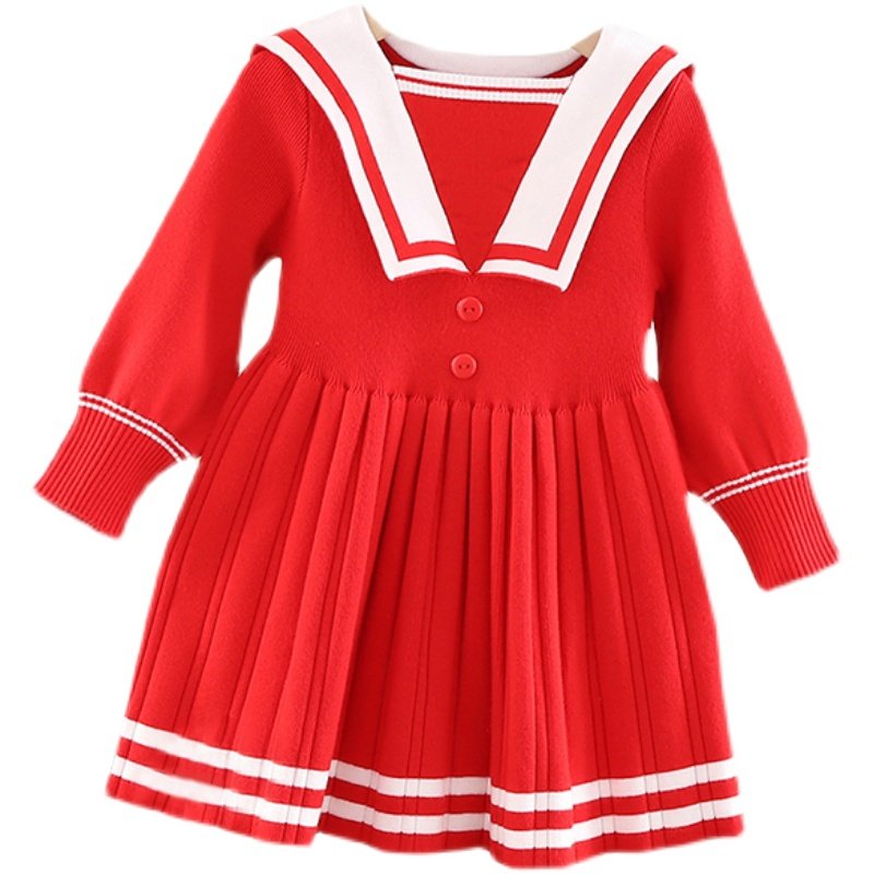 女童纯棉连衣裙2025新款毛衣裙春装儿童装针织衫洋气海军风公主裙,淘宝优惠券,粉丝福利购,淘宝优惠卷