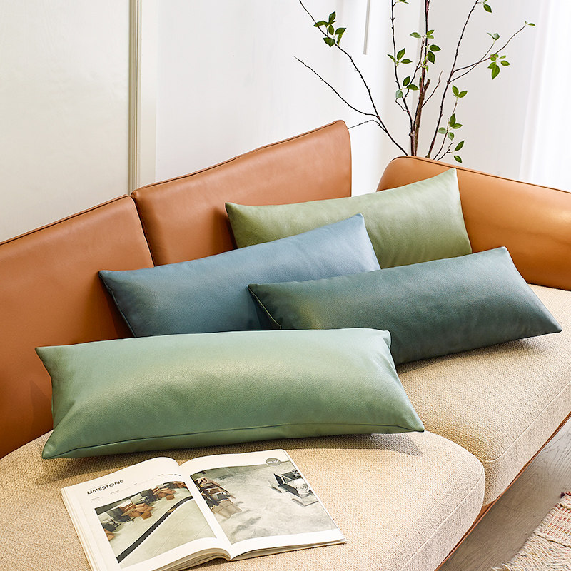 长条科技布抱枕皮沙发腰枕腰靠靠枕长方形床上靠垫靠背客厅靠头套 - 图0
