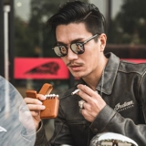 Одна кожа одна кожаная классическая ретро -аромат ласточка коробка 10 сигарета мужская портативная высокая высокая высокая овощная кожа