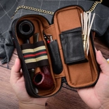 Одна кожаная труба мужская сумка для хранения Хизер Труба двойной кожаный портативный пакет