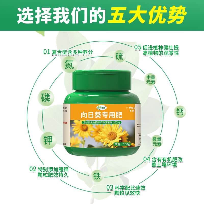 向日葵专用肥太阳花有机复合颗粒缓释肥料养花营养液盆栽花卉园艺 - 图1