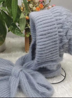 帽子女秋冬加绒加厚围巾一体风雪帽秋冬季松鼠绒毛线帽保暖网红帽