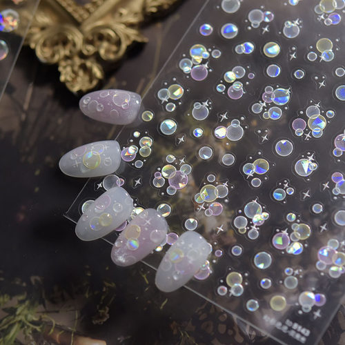 幻彩泡泡小金鱼美甲贴纸浮雕3d新款5d网红 ins可爱指甲贴纸装饰品 - 图1