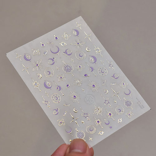 烫金星月蝴蝶美甲贴纸tomoni浮雕5d日系月亮星星芒指甲贴纸装饰品 - 图3
