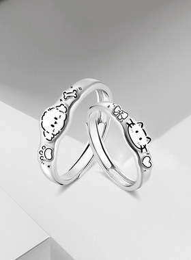 s999纯银原创甜美可爱情侣对戒