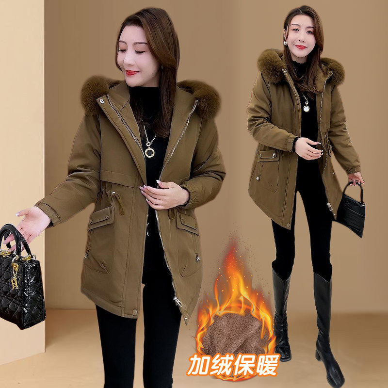 加绒加厚保暖防寒派克服女装2025冬季新款小个子毛领棉服连帽外套,淘宝优惠券,粉丝福利购,淘宝优惠卷