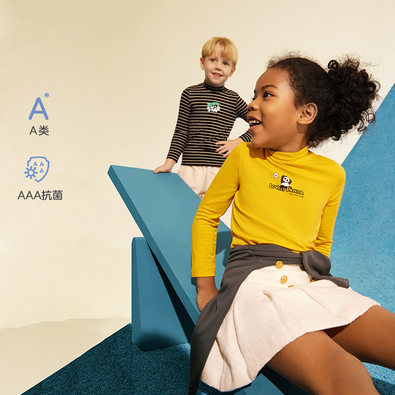 AIMER Kids男女孩秋冬轻薄保暧小高领打底衫 AK181A881/AK381A881 - 图0
