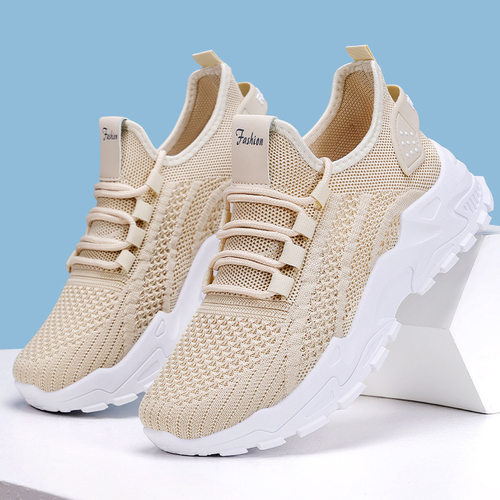 Large lace up women fly woven mesh sports shoes大码女网面鞋 - 图0