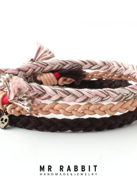 MR RABBIT手工编织多层彩色愿望许愿手绳情侣手链闺蜜礼物饰品