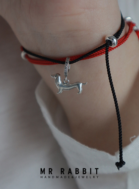 S925银本命年红色苹果吊坠手绳