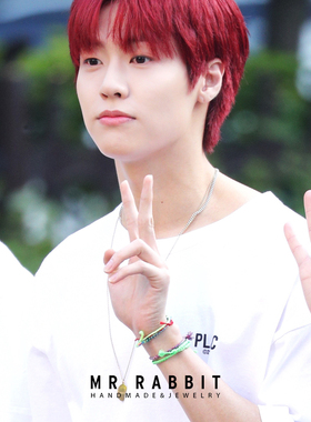 纯手工编制韩国李承协荧光黄手链