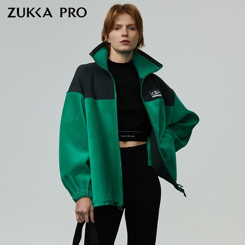 ZUKKA PRO卓卡秋冬季新款上衣轻奢时尚毛织翻领相拼长外套潮女