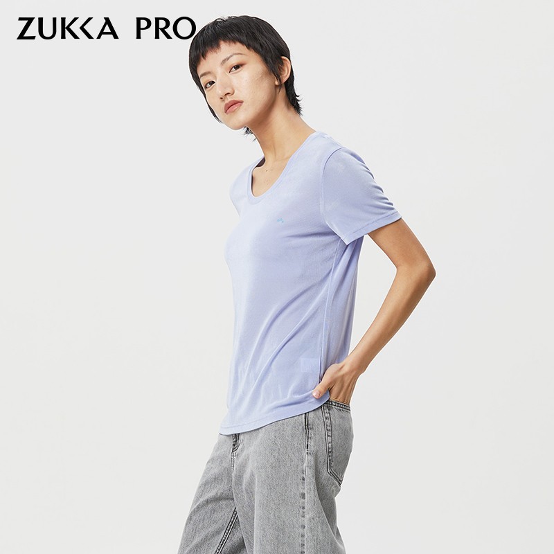 ZUKKA PRO卓卡女装专柜同款夏季新款修身显瘦圆领短袖T恤休闲上衣-图3