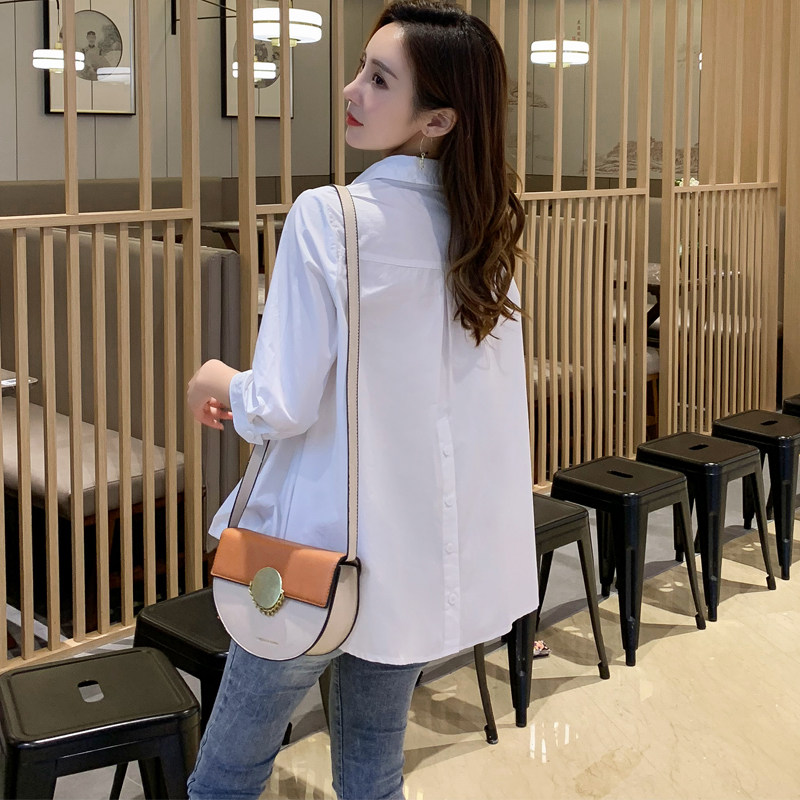 白色夏季七分袖洋气时尚百搭衬衫 乙好衬衫